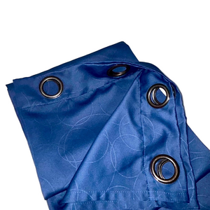 Luxury Long Royal Blue Grommet Curtains Geometric Concentric Circle Pattern